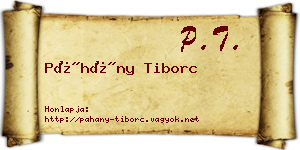 Páhány Tiborc névjegykártya